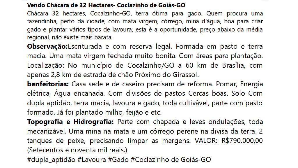 Vendo Chácara de 32 Hectares- Coclazinho-GO (1)