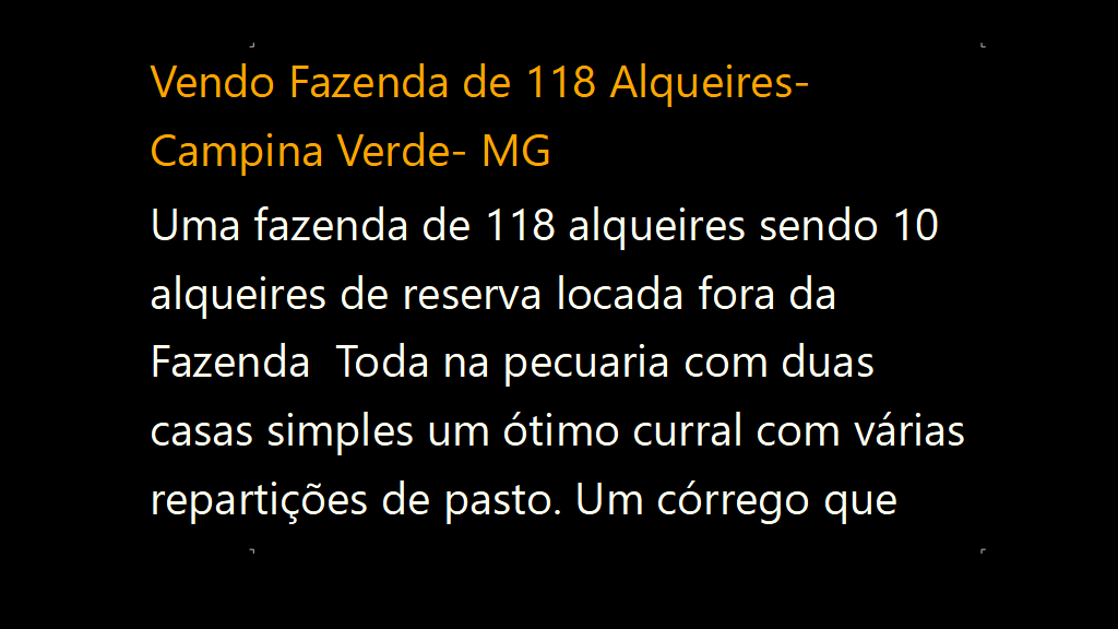 Vendo Fazenda de 118 Alqueires- Campina Verde-MG (1)