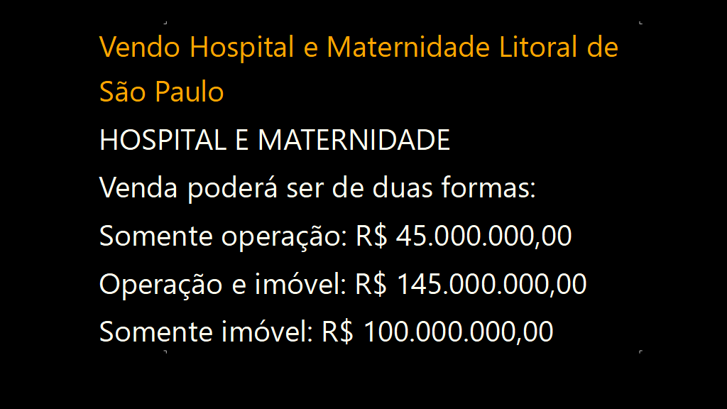 Vendo Hospital e Maternidade No Litoral Paulista (1)