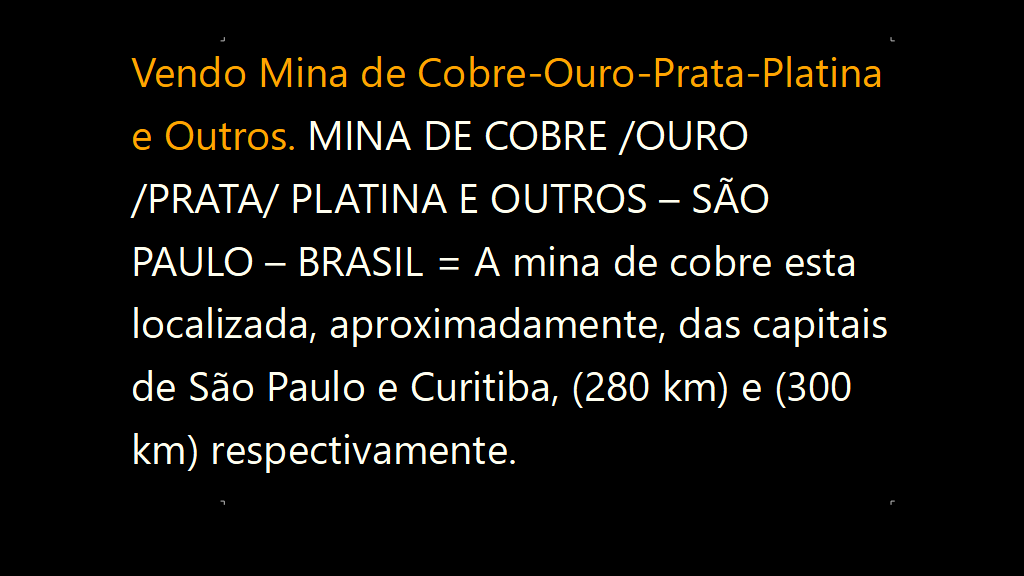 Vendo Mina de Cobre-Ouro-Prata-Platina e Outros (1)