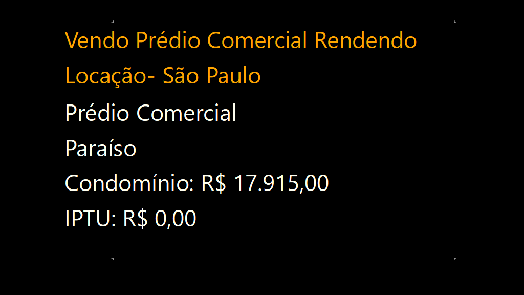 Vendo Prédio Comercial Rendendo Locação- São Paulo (1)