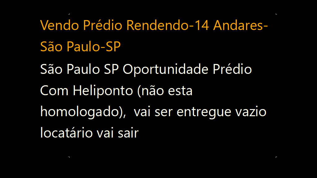 Vendo Prédio Rendendo-14 Andares-São Paulo-SP (1)