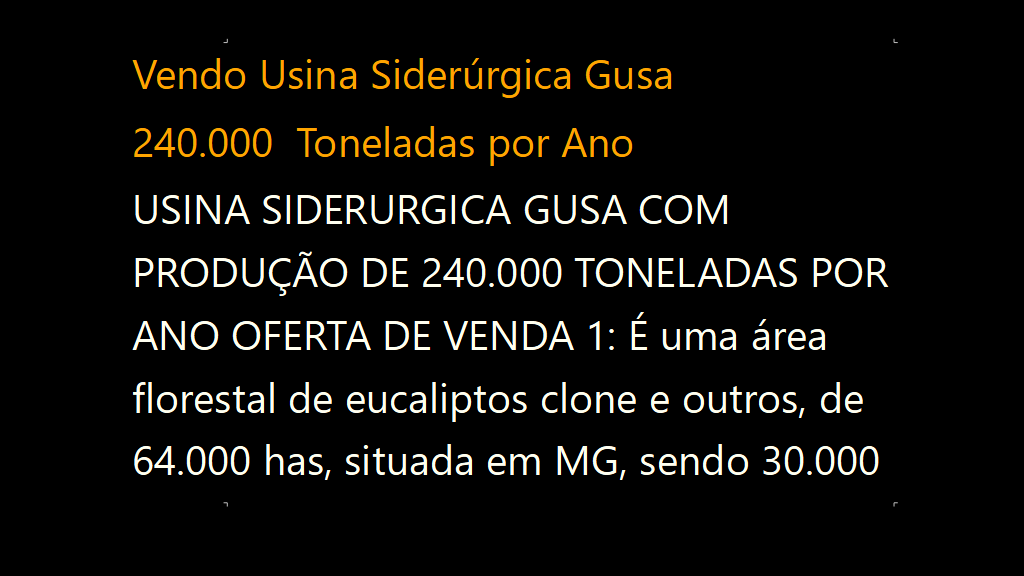 Vendo Usina Siderúrgica Gusa 240000 Toneladas por Ano (1)