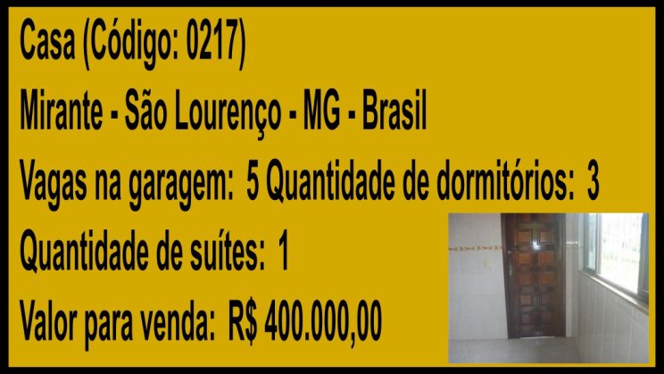 Vendo Casa 3 Dormitórios- Sendo 01 Suites-Mirante- São Lourenço-MG (1)