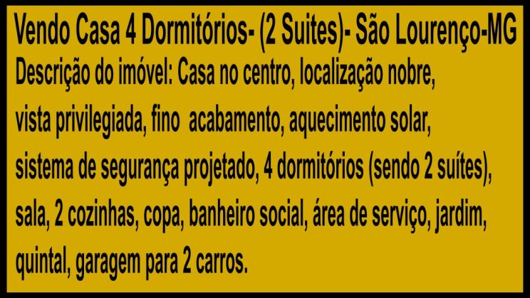 Vendo Casa 4 Dormitórios- (2 Suites)- São Lourenço-MG (2)