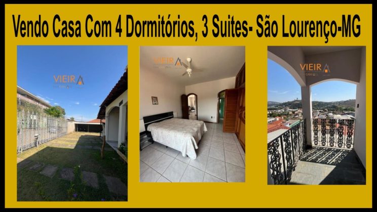 Vendo Casa Com 4 Dormitórios, 3 Suites- São Lourenço-MG (51)