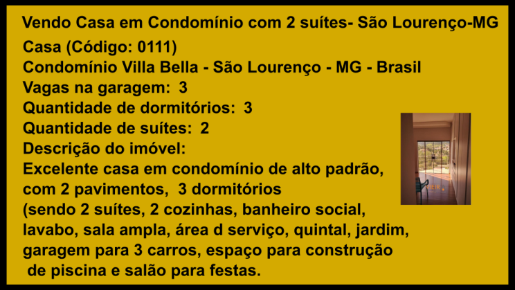 Vendo Casa Condomínio Vila Bela, 2 suites- São Lourenço-MG (12)