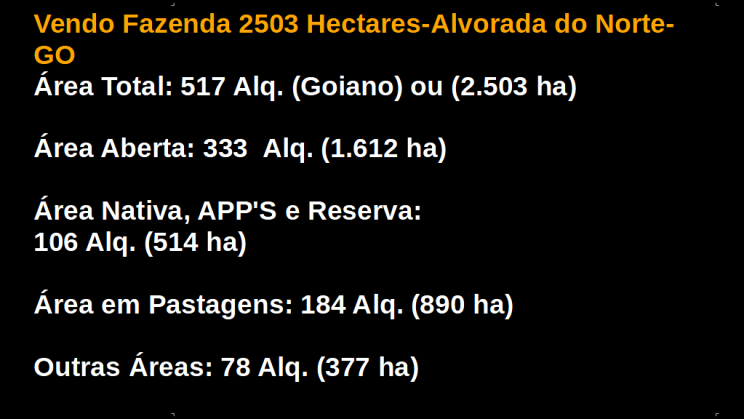 Vendo Fazenda 2503 Hectares-Alvorada do Norte-GO (1)