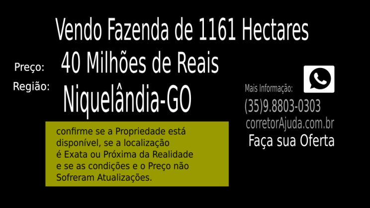 Vendo Fazenda de 1161 Hectares- Niquelândia-GOc012