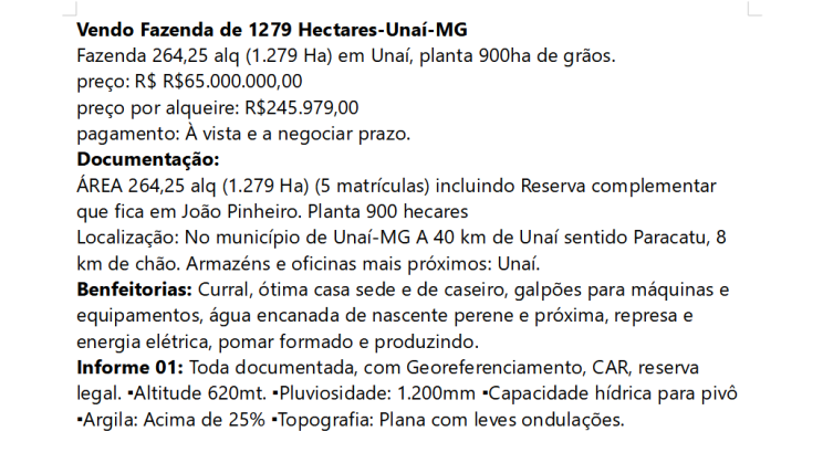 Vendo Fazenda de 1279 Hectares-Unaí-MG (2)