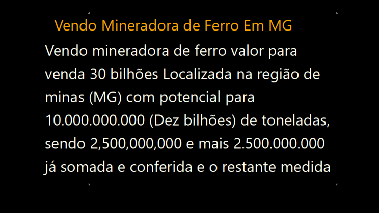 Vendo Mineradora de Ferro Em MG (1)
