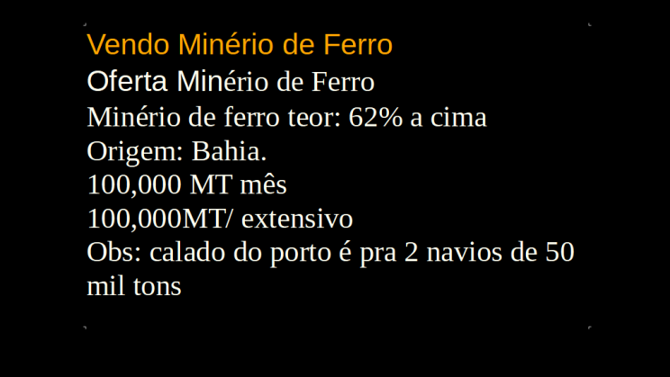 Vendo Minério de Ferro (1)