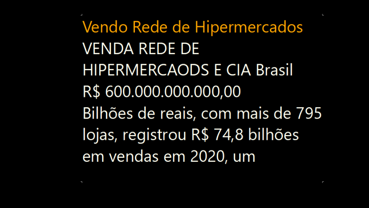Vendo Rede de Hipermercados e cia (1)