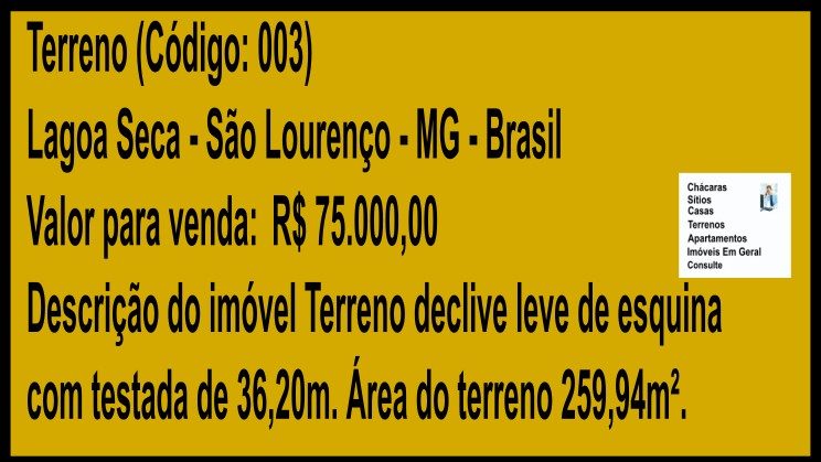 Vendo Terreno 259 m2- Lagoa Seca- São Lourenço-MG_g245