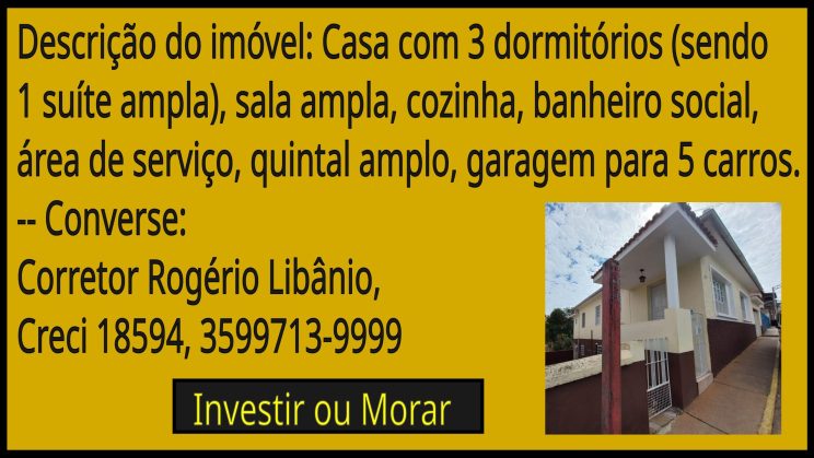 Vendo casa de 03 Dormitórios-centro- Soledade de Minas-MG 01 (2)