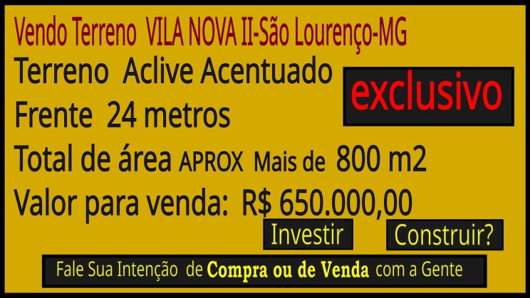 vendo terreno mais de 800 m2