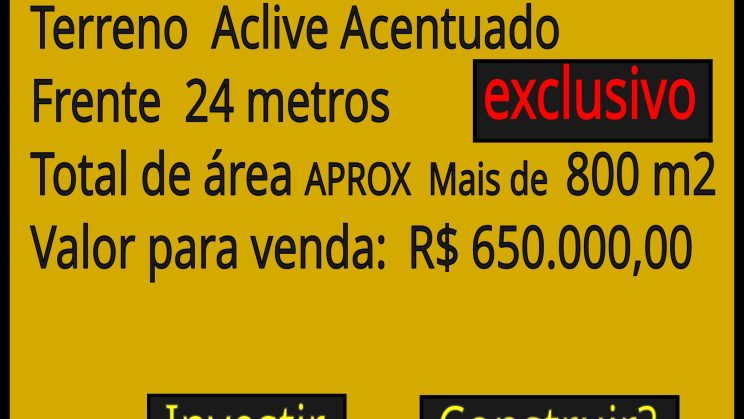 vendo terreno mais de 800 m2q